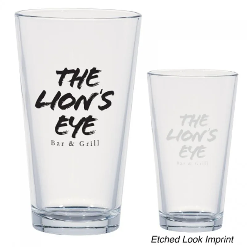 Classic ale pint glass 16 oz etched promotional imprint shown