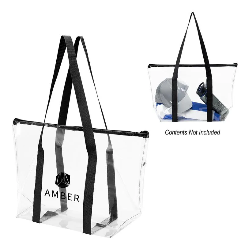  Laguna Beach clear tote bag with black handles and logo imprint