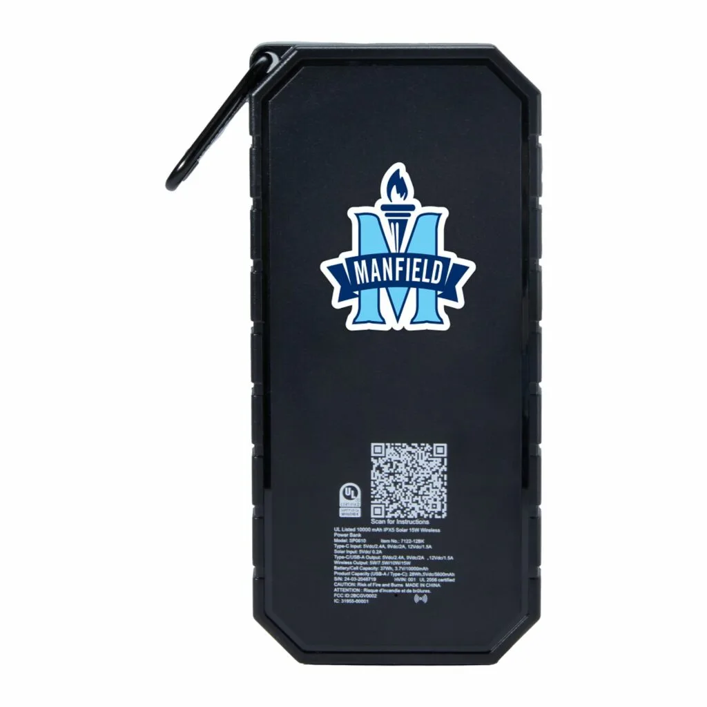 Personalized UL Listed 10000 IPX5 Solar 15W Wireless Power Bank 