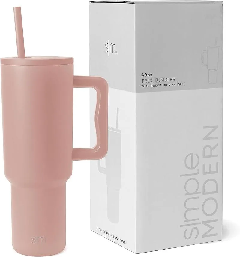Simple Modern Trek tumbler with handle, straw, and packaging.