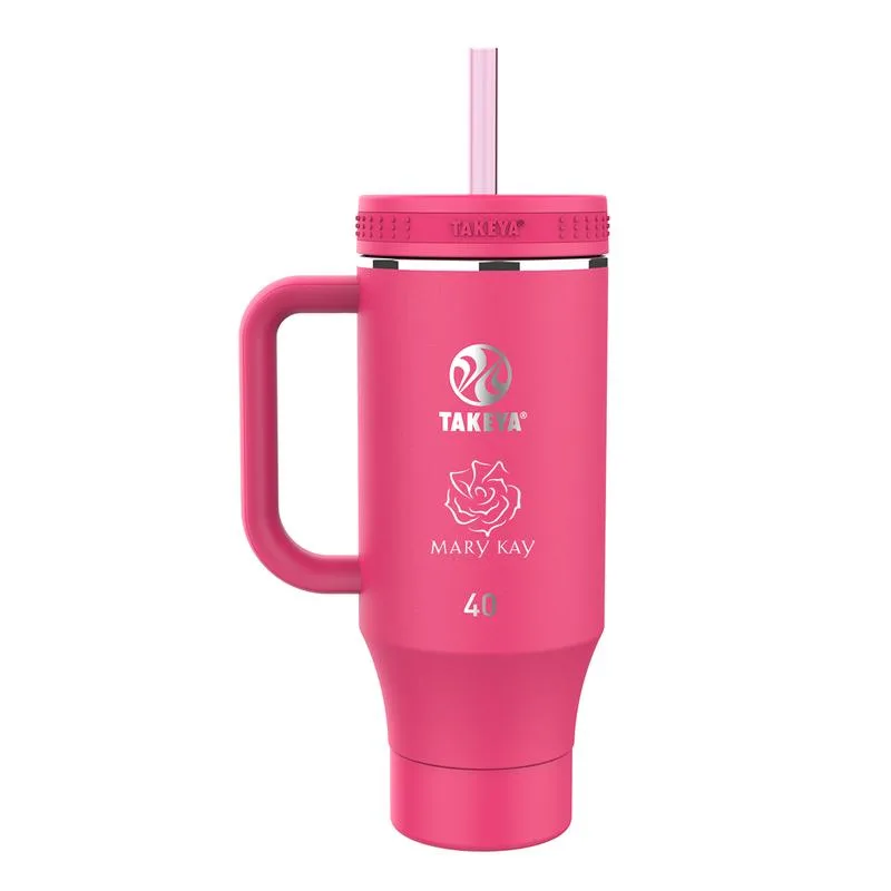 Takeya straw tumbler with handle and Mary Kay custom logo