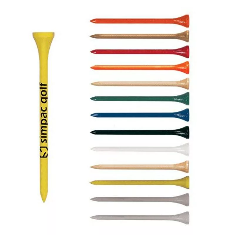 Assorted golf tees in multiple colors, ideal for tournaments.