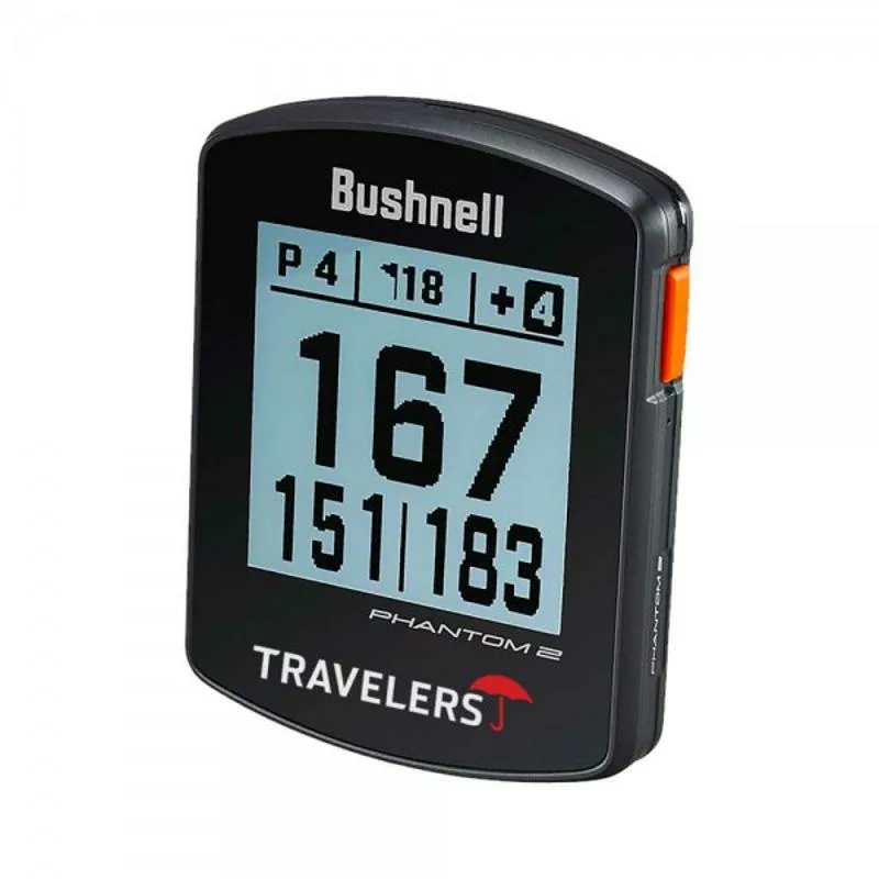 Digital golf GPS device displaying course data and yardage distances.