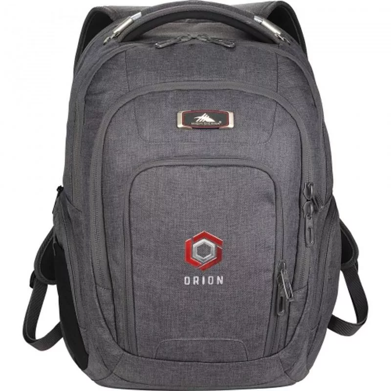 High Sierra deluxe backpack with multiple compartments and front branding.