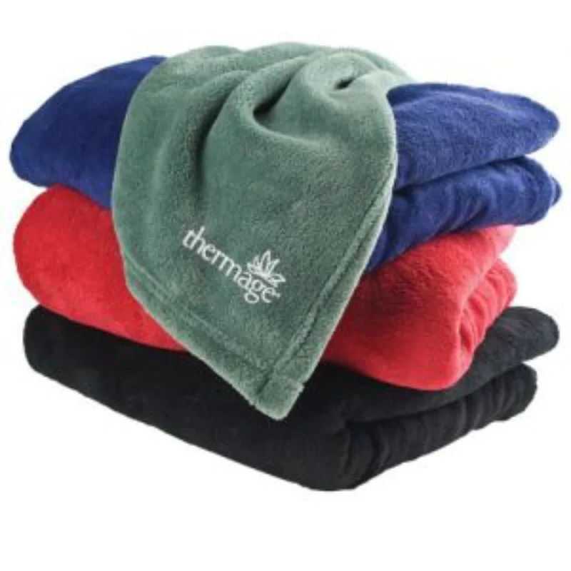 Soft fleece blanket with logo, perfect for chilly dorm rooms.