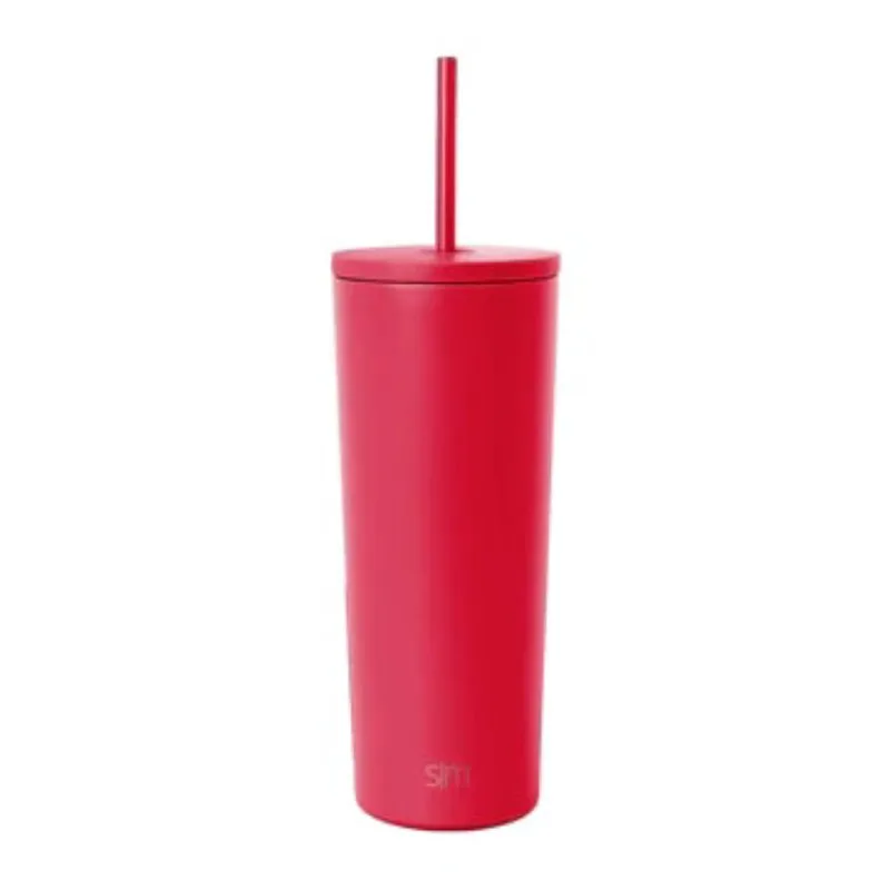 Red Simple Modern tumbler with matching lid and integrated straw