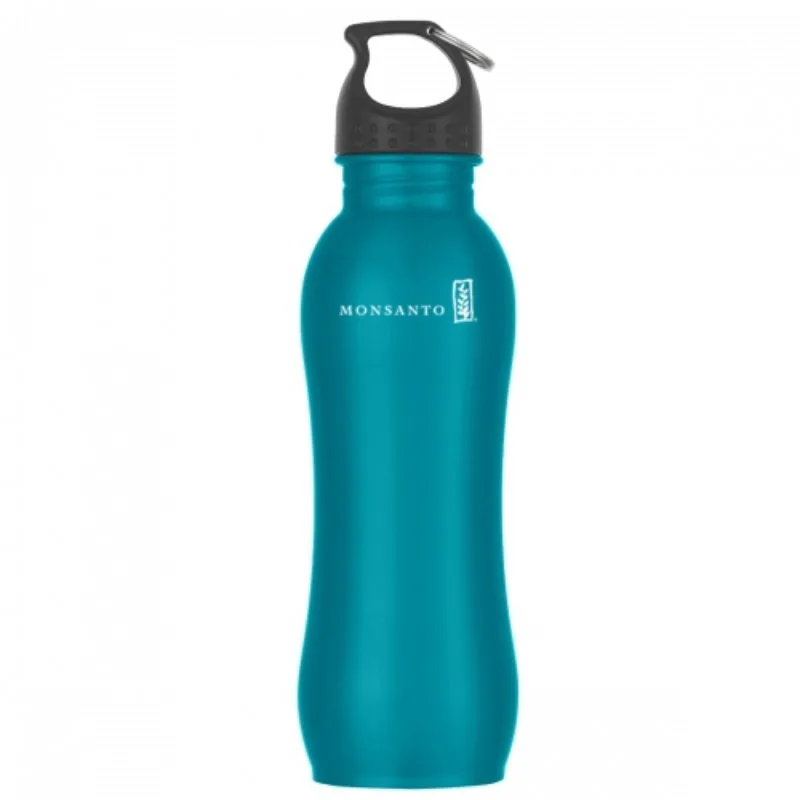 Stainless steel water bottle with logo, perfect for daily hydration.