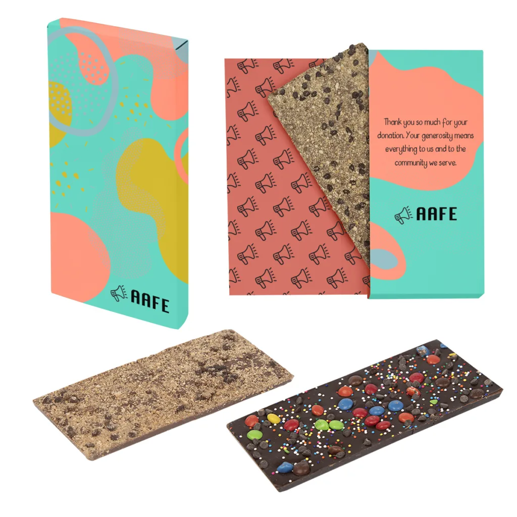 Chocolate bar with custom card as box