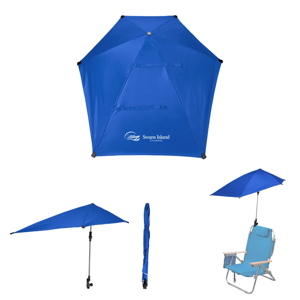 Chair umbrella canopy with white logo for summer giveaways
