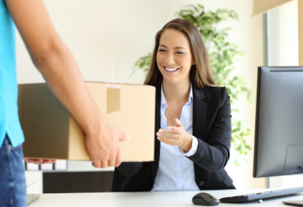 Woman receiving box