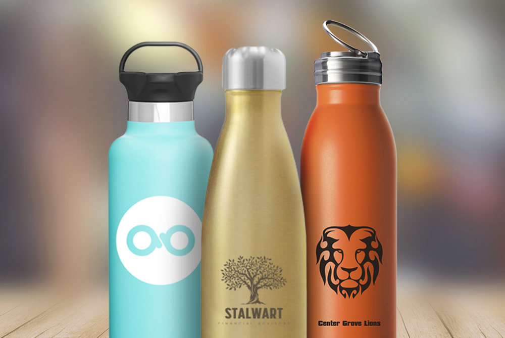 various branded water bottles