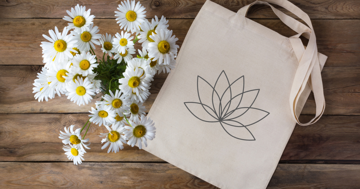 promotional marketing tote with flowers