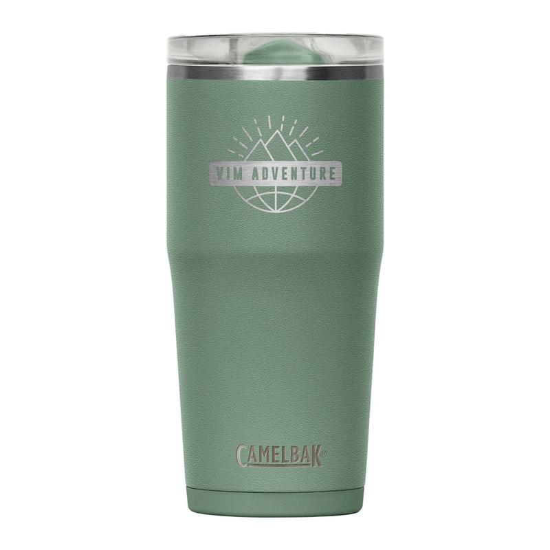 CamelBak Thrive promotional tumbler with Vim Adventure branding and lid