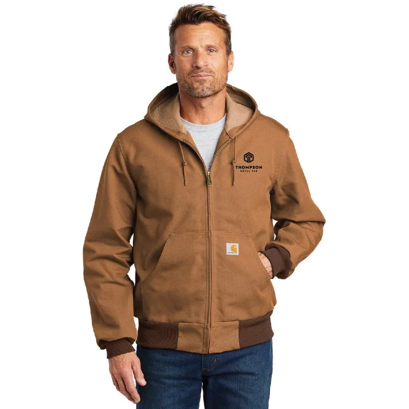 Man wearing a Carhartt® brown Thermal-Lined Duck Active Jacket