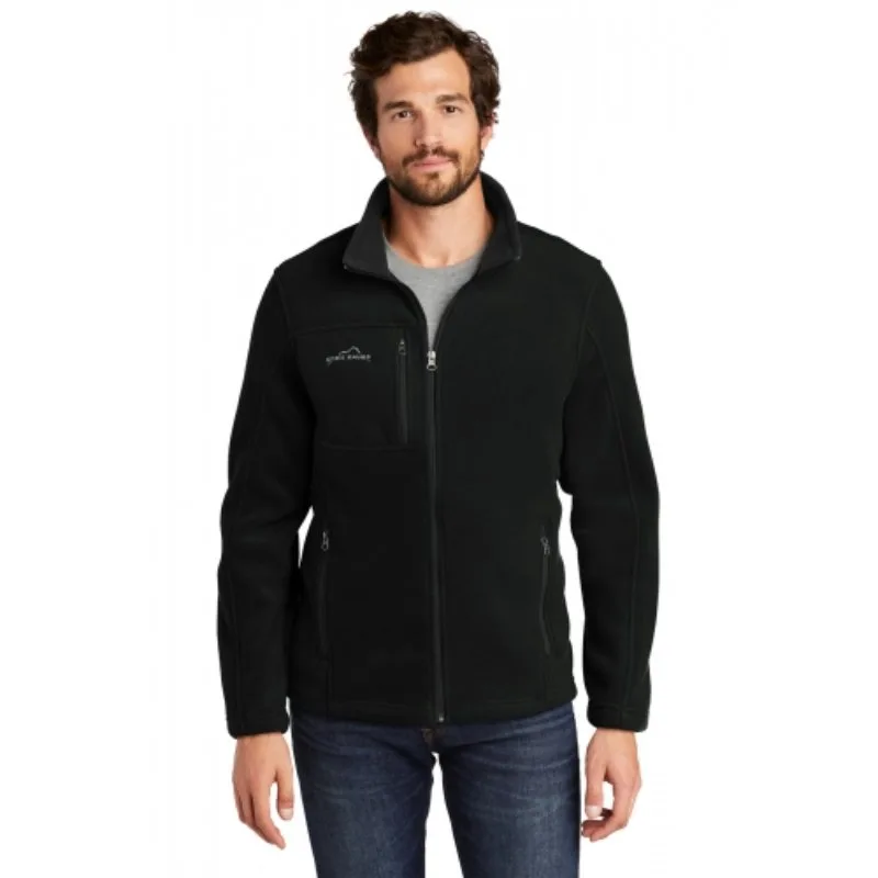 Man wearing an Eddie Bauer® Full-Zip Fleece Jacket in black