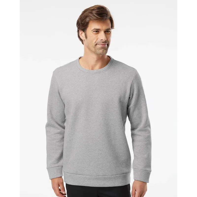 Adidas gray fleece crewneck sweatshirt with custom embroidered company logo