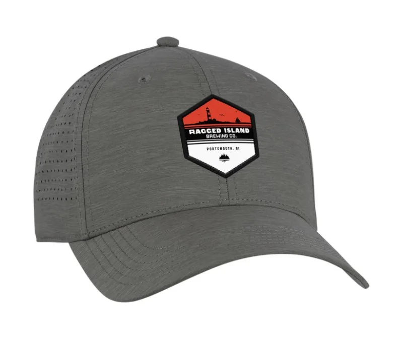 Ahead® gray performance cap with curved brim and breathable panels.