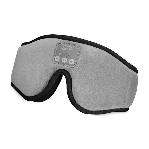 Grey sleep mask with headphones