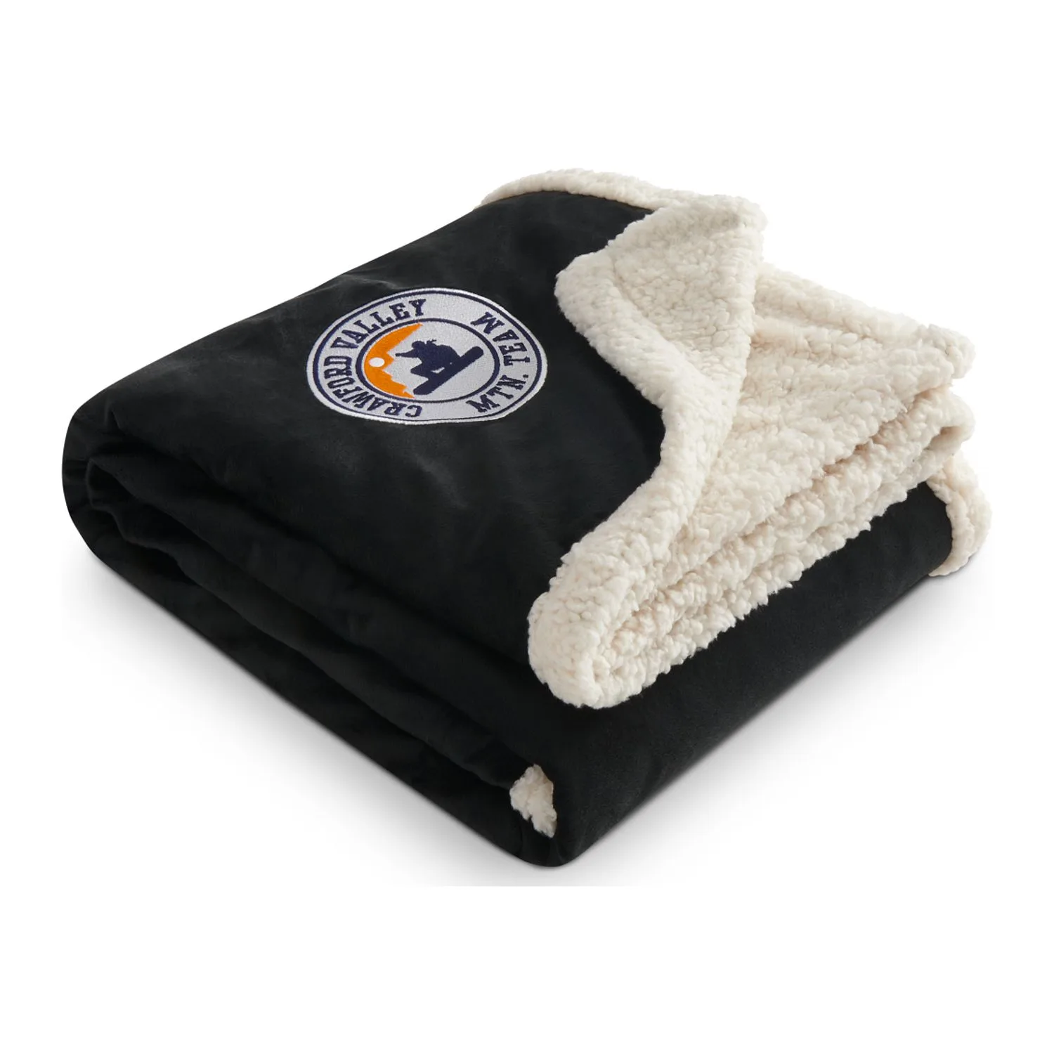 Field & Co Sherpa throw blanket with custom logo
