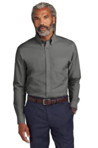 Brooks Brothers wrinkle-free stretch pinpoint dress shirt in charcoal grey with button-down collar