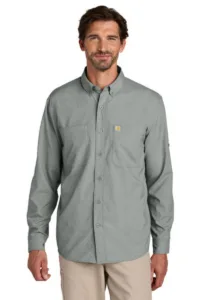 Carhartt Force Sun Defender long sleeve work shirt with UPF protection in sage green