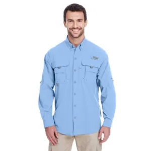 Columbia Bahama II long sleeve fishing shirt with button-down collar in light blue