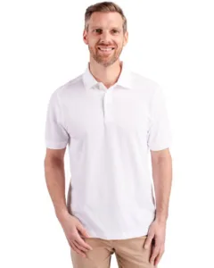 Cutter & Buck Advantage men's eco tri-blend polo in white with textured pique fabric and CB Pennant detail