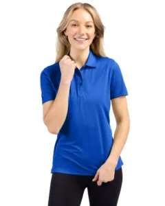 Cutter and Buck women's Parma performance polo shirt in royal blue with collar