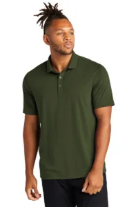 Mercer+Mettle Stretch Jersey men's polo in olive green with smooth jersey fabric and three-button placket