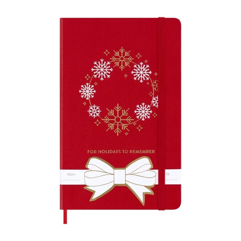Moleskine hard cover holiday notebook gift set with snowflake foil design