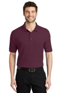 Port Authority men's Silk Touch polo shirt in burgundy with wrinkle-resistant poly-cotton blend