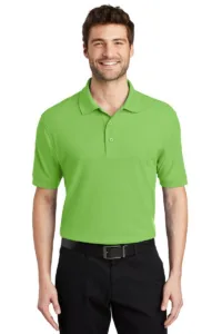 Port Authority Silk Touch men's polo shirt in lime green with flat knit collar and three-button placket