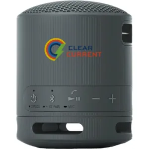 Sony SRS-XB100 portable Bluetooth speaker with custom logo branding and control buttons