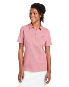 Vineyard Vines women's Edgartown pique polo in pink with whale logo and stretch fabric