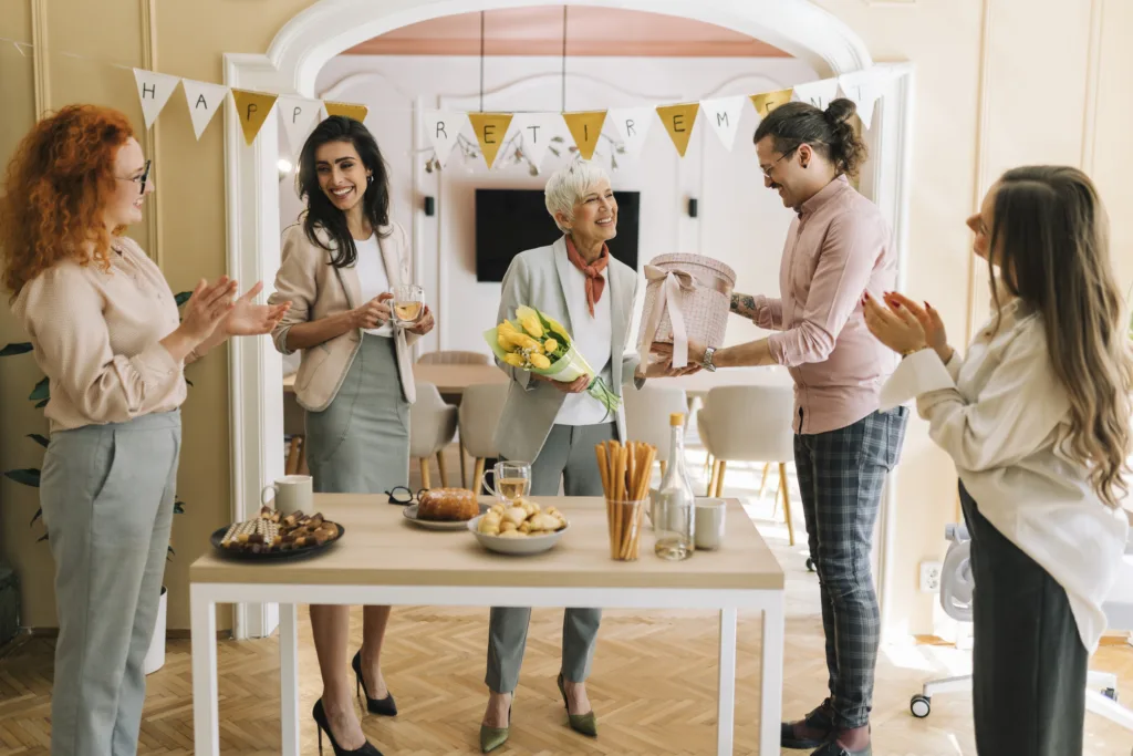 Retirement celebration with employee appreciation gifts