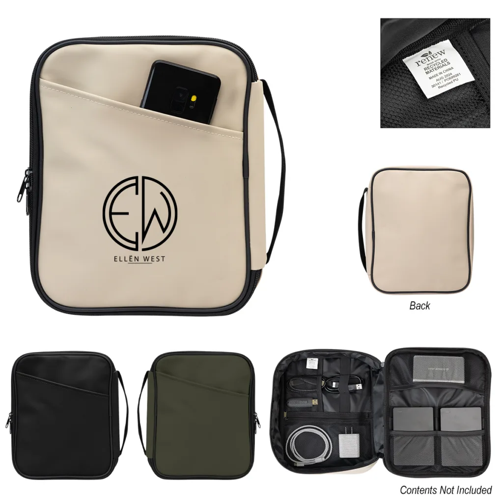 Branded travel tech organizer with logo