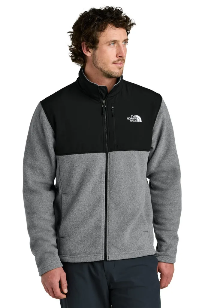 Gray and black custom The North Face jacket 