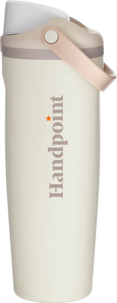 Cream-colored Branded Owala FreeSip with logo