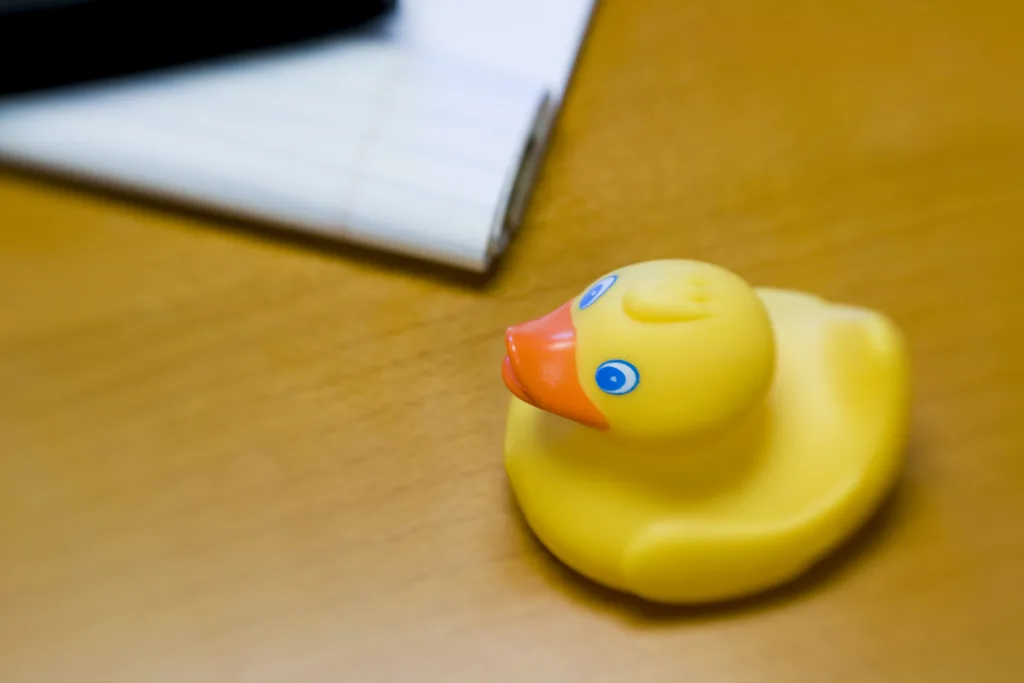 Custom rubber duck on desk