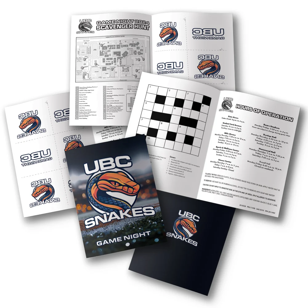 Interactive booklet with customized fake tattoos