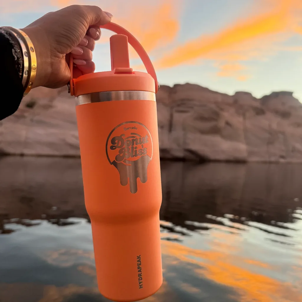 Orange insulated stainless steel tumbler for gifts for school