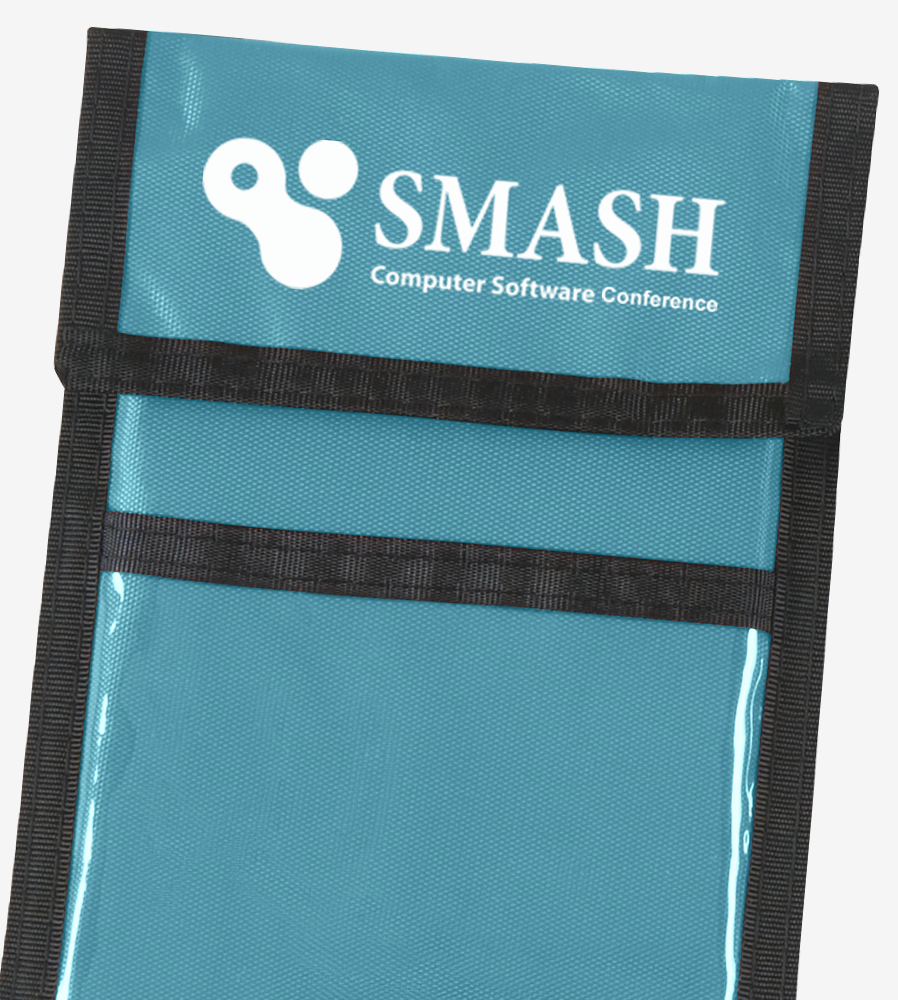 Light blue plastic badge holder