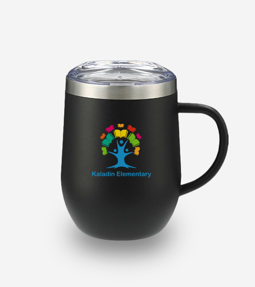 black insulated mug with lid